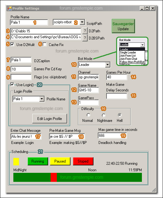 options de profil d2bs